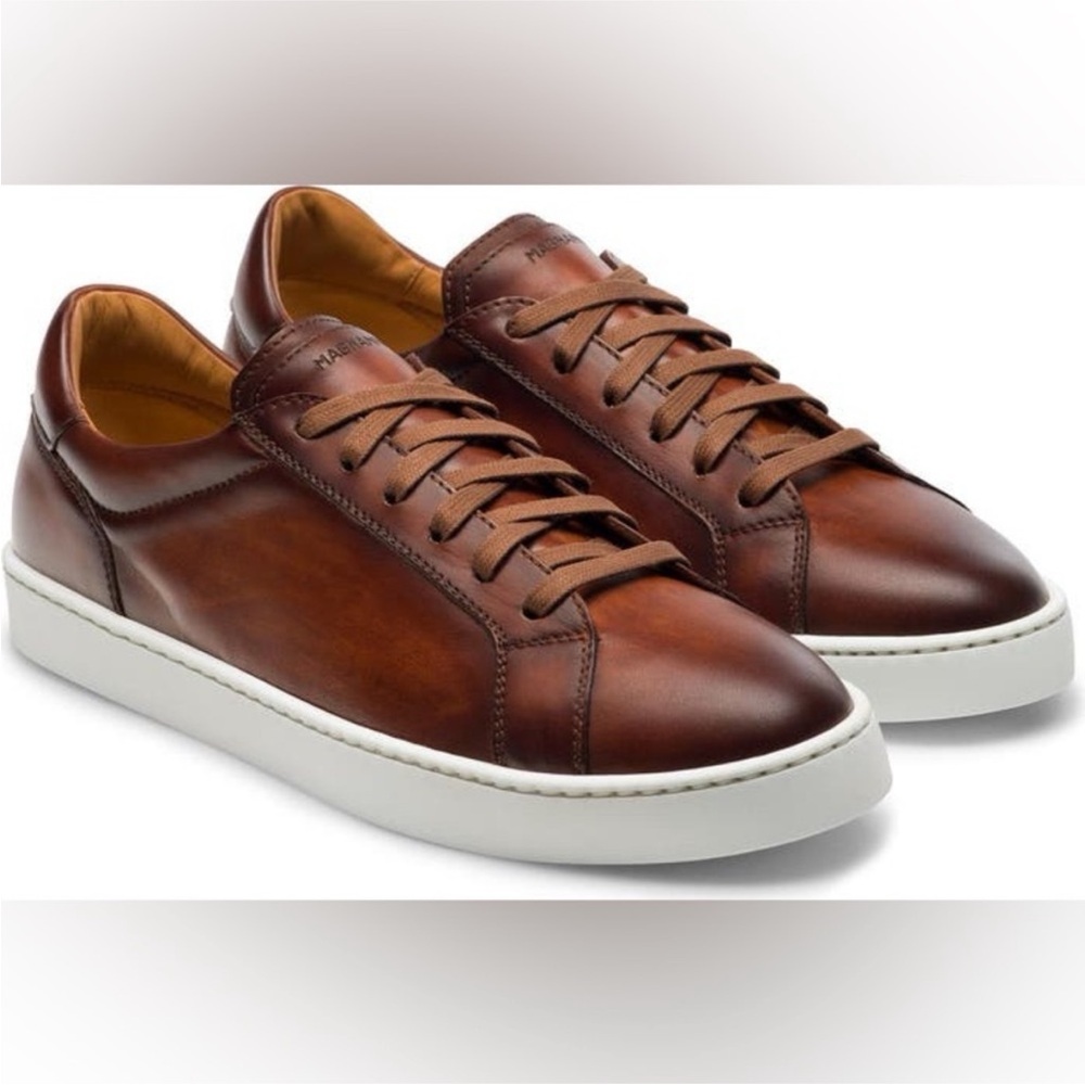Magnanni 42 Men's Classic Brown Leather Sneakers